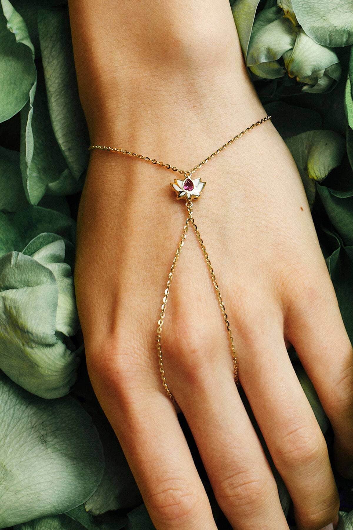 Cetaş Lotus Figür Altın Şahmeran Bileklik - 